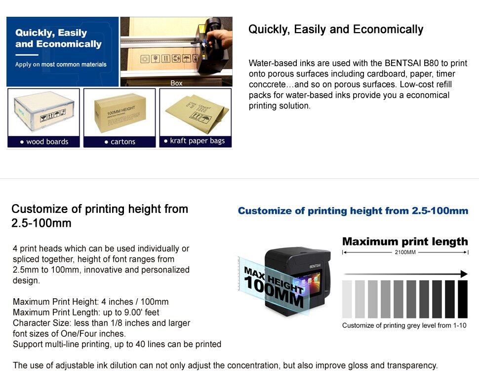 BENTSAI B80 High Resolution Handheld Portable Barcode Printer